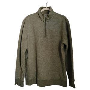 Lands End Pullover Mens M Medium Green 1/4 Zip Long Sleeve